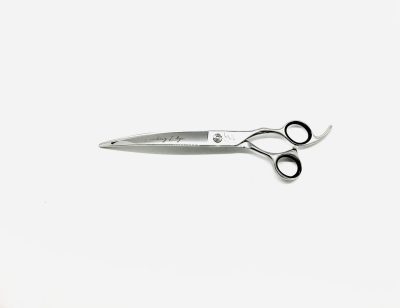 8” Straight Professional Grooming Scissor with Offset Handset and Inset Tension Screw