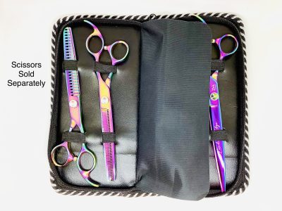 Scissor Case for Grooming Tools 4 Pce Zippered Faux Leather