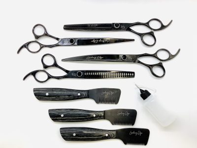 4Pc Pet Grooming Kit w Stripping Knife Set, Oil