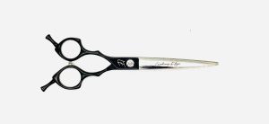 Left Handed Asian Fusion Straight Scissor 6.5" Black Titanium